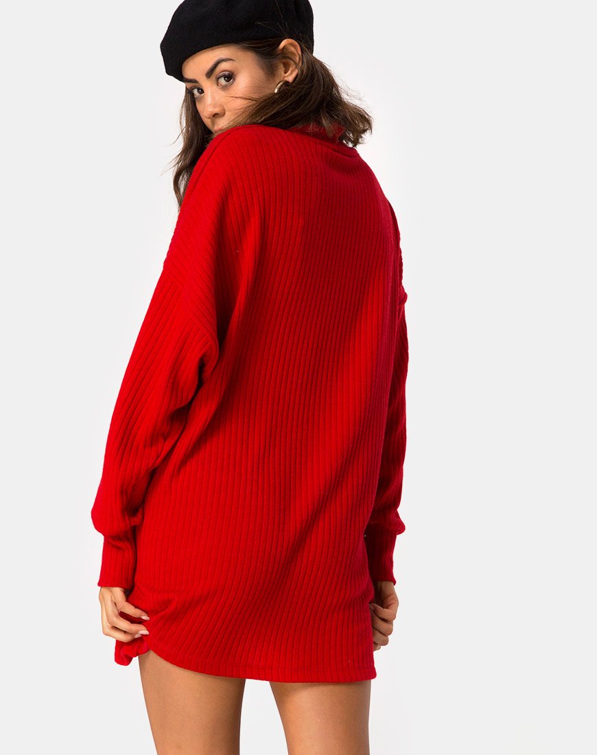Afbeelding van Neve Hoge Hals Jurk in Rood