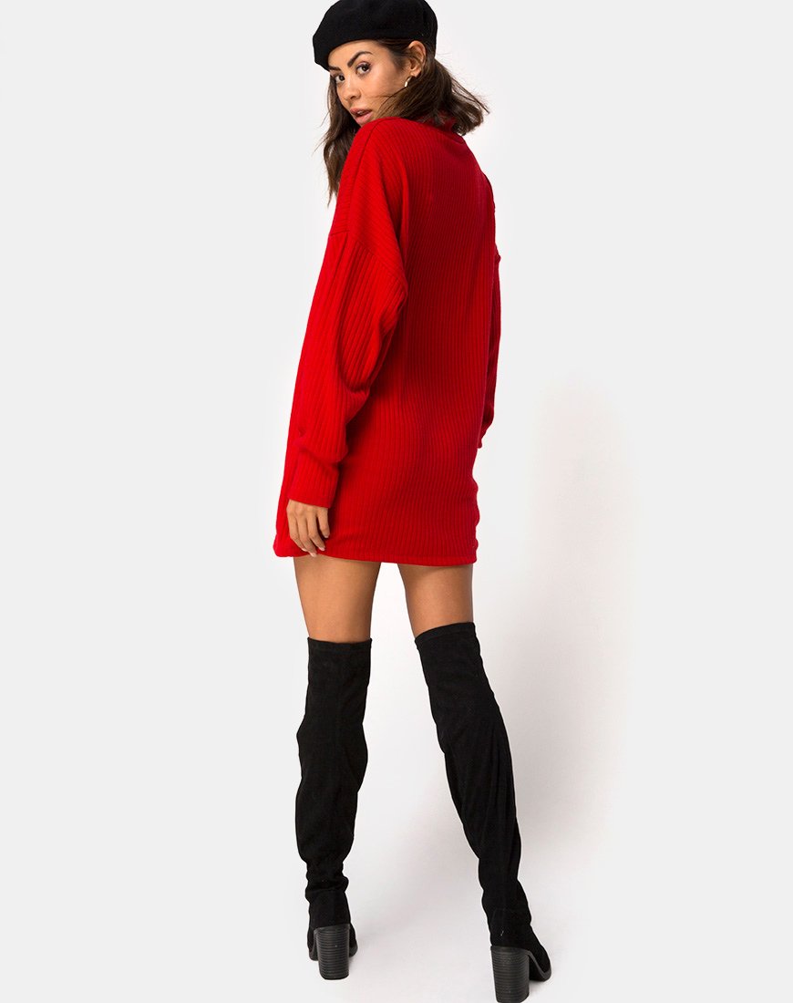 Afbeelding van Neve Hoge Hals Jurk in Rood