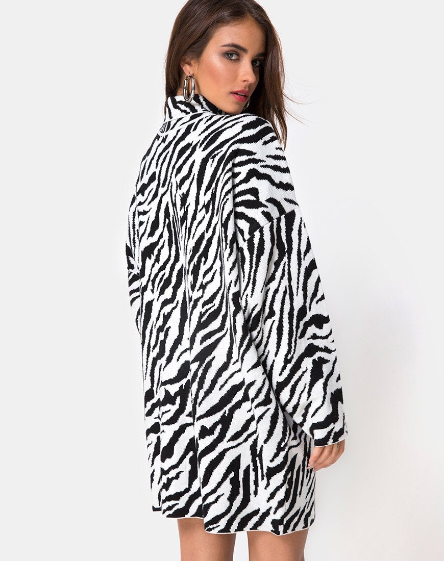 Afbeelding van Neivie Trui Jurk in Zebra Z/W