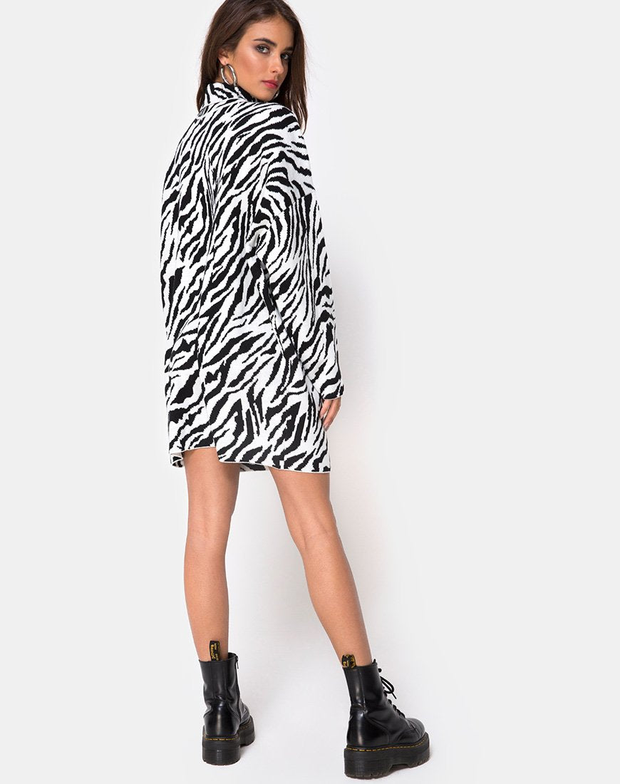 Afbeelding van Neivie Trui Jurk in Zebra Z/W