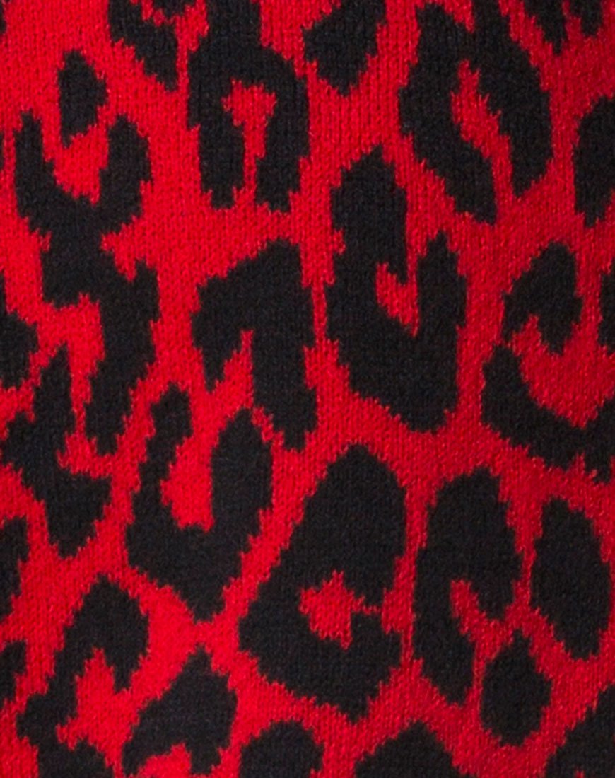 Afbeelding van Neivie Trui Dress in Dierenbrei Rood