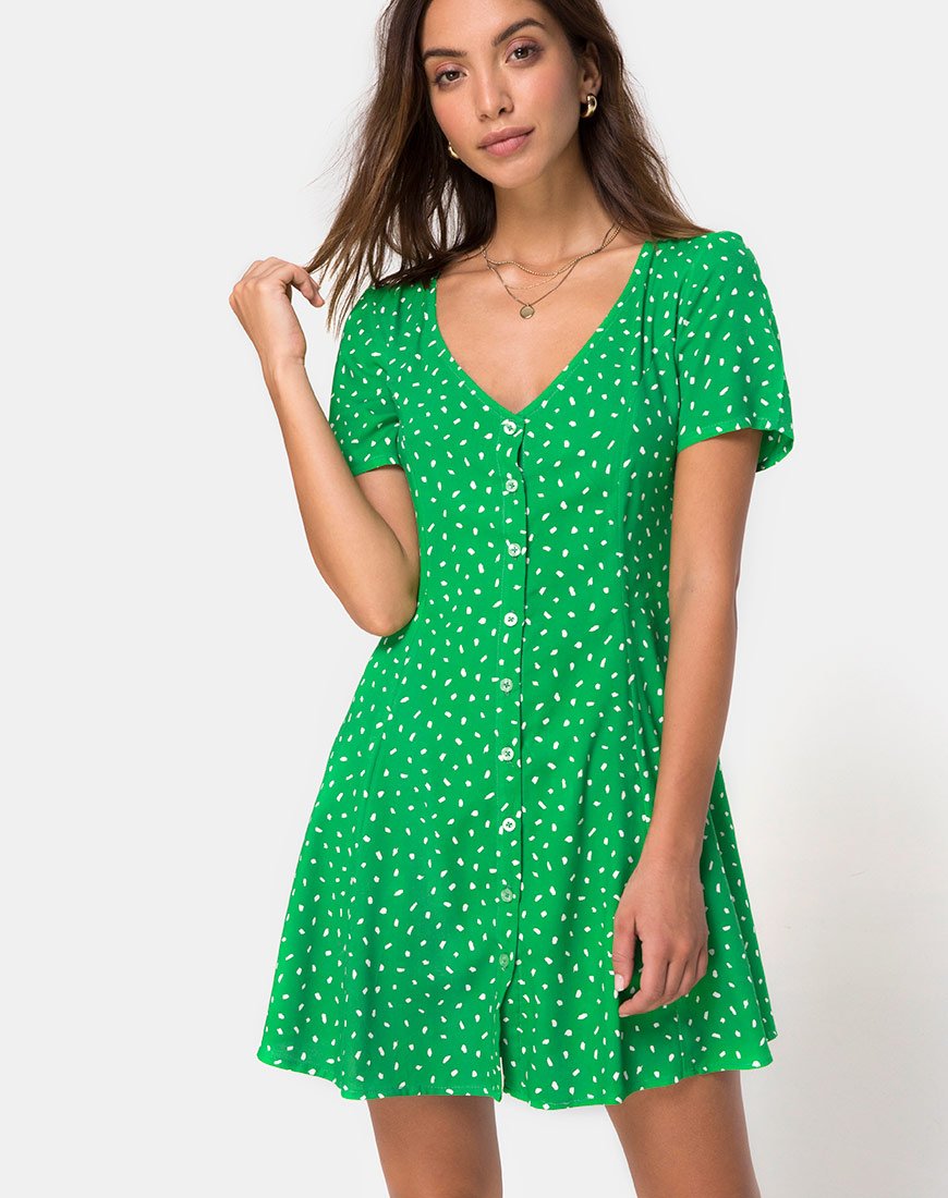 Neyka Jurk in Mini Diana Stip Groen