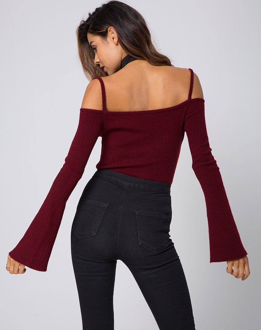 Niani Koud Schouderlijfje in Ribtricot Bourgondië