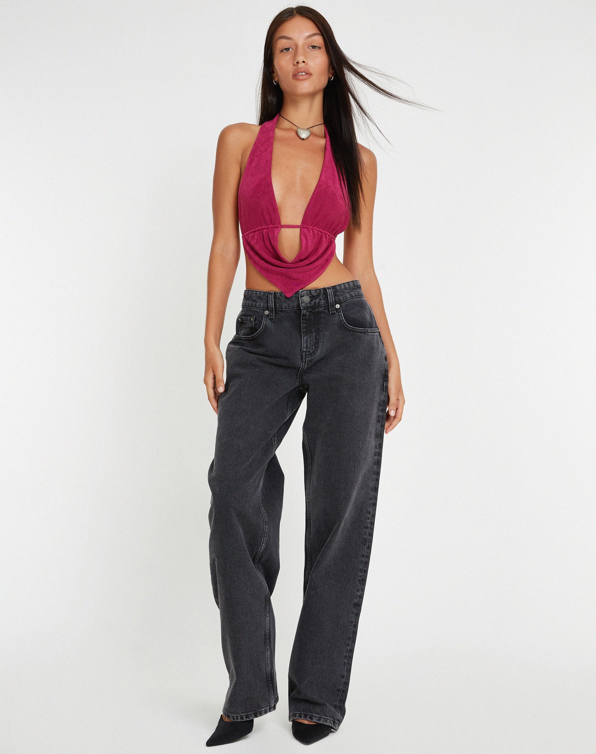 Afbeelding van Nindita Halterneck Crop Top in Magenta Purple