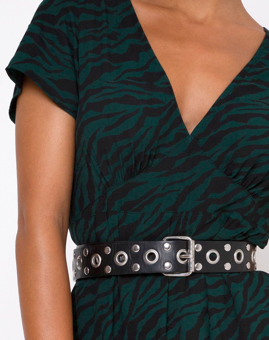 Afbeelding van Nira Midi Dress in 90s Zebra Bosgroen