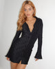 Afbeelding van Nitara Button Up Mini Dress in Crinkle Black