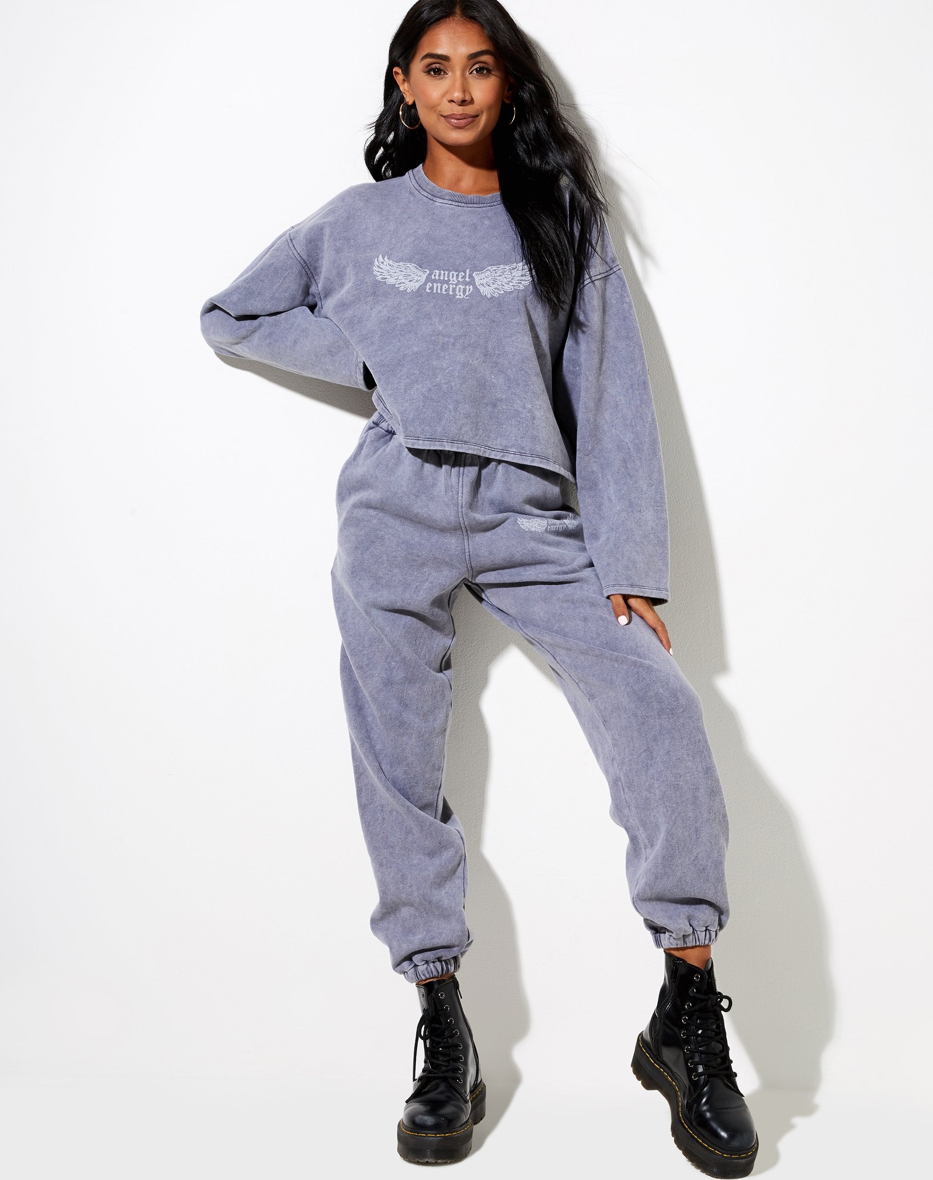 Afbeelding van Niyo Sweatshirt in Charcoal Wash Angel Energy Wings
