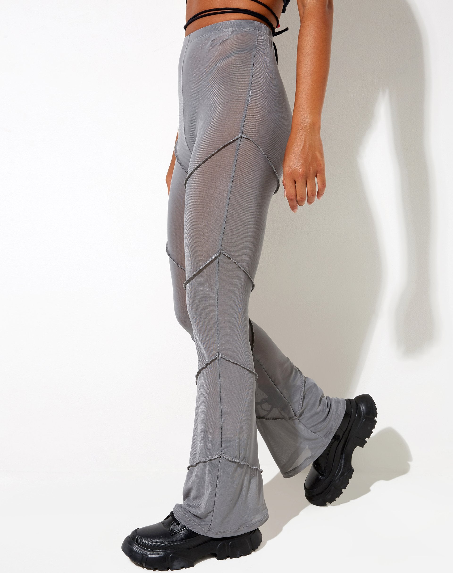 Afbeelding van Nizam Flare Broek in Mesh Grijs