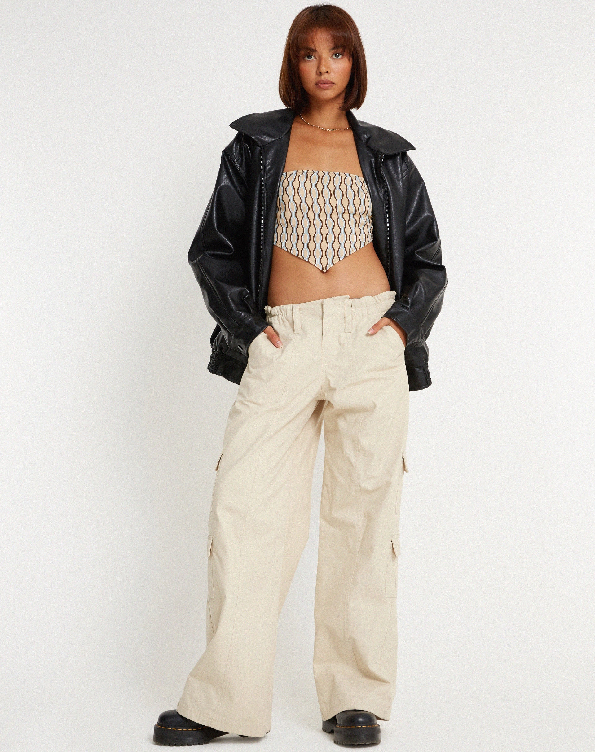 Afbeelding van Nolda Crop Top in Preppy Geo Brown
