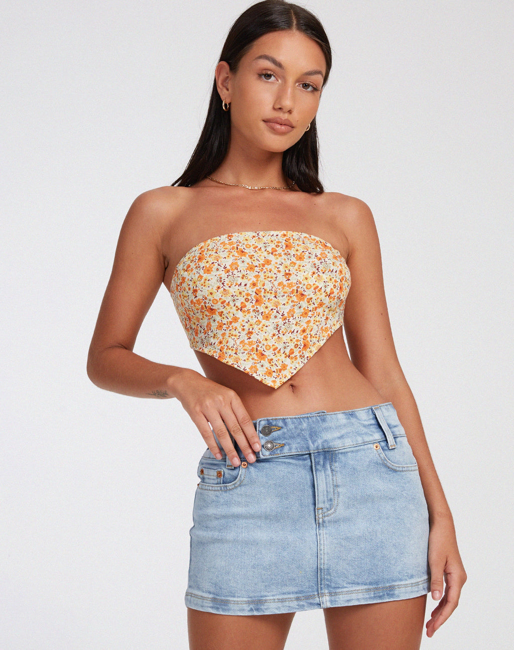 Nolda Crop Top in Ditsy Mandarijn