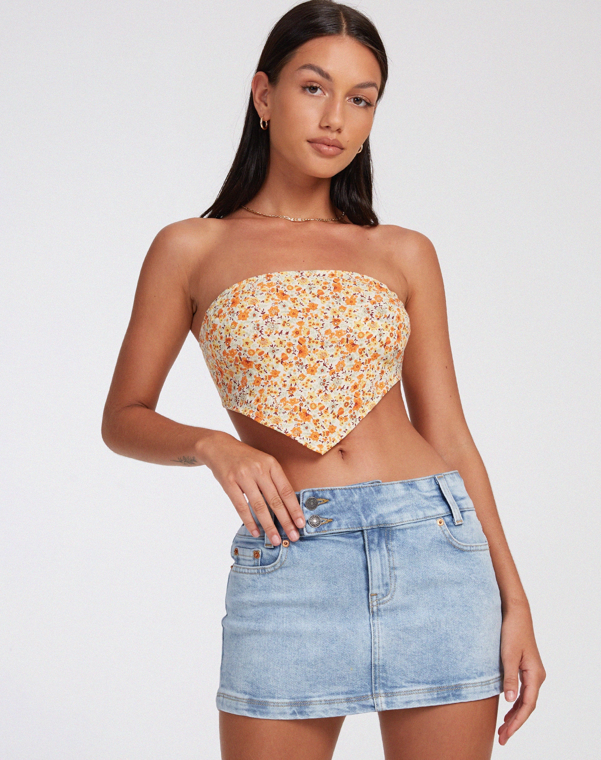Afbeelding van Nolda Crop Top in Ditsy Mandarijn