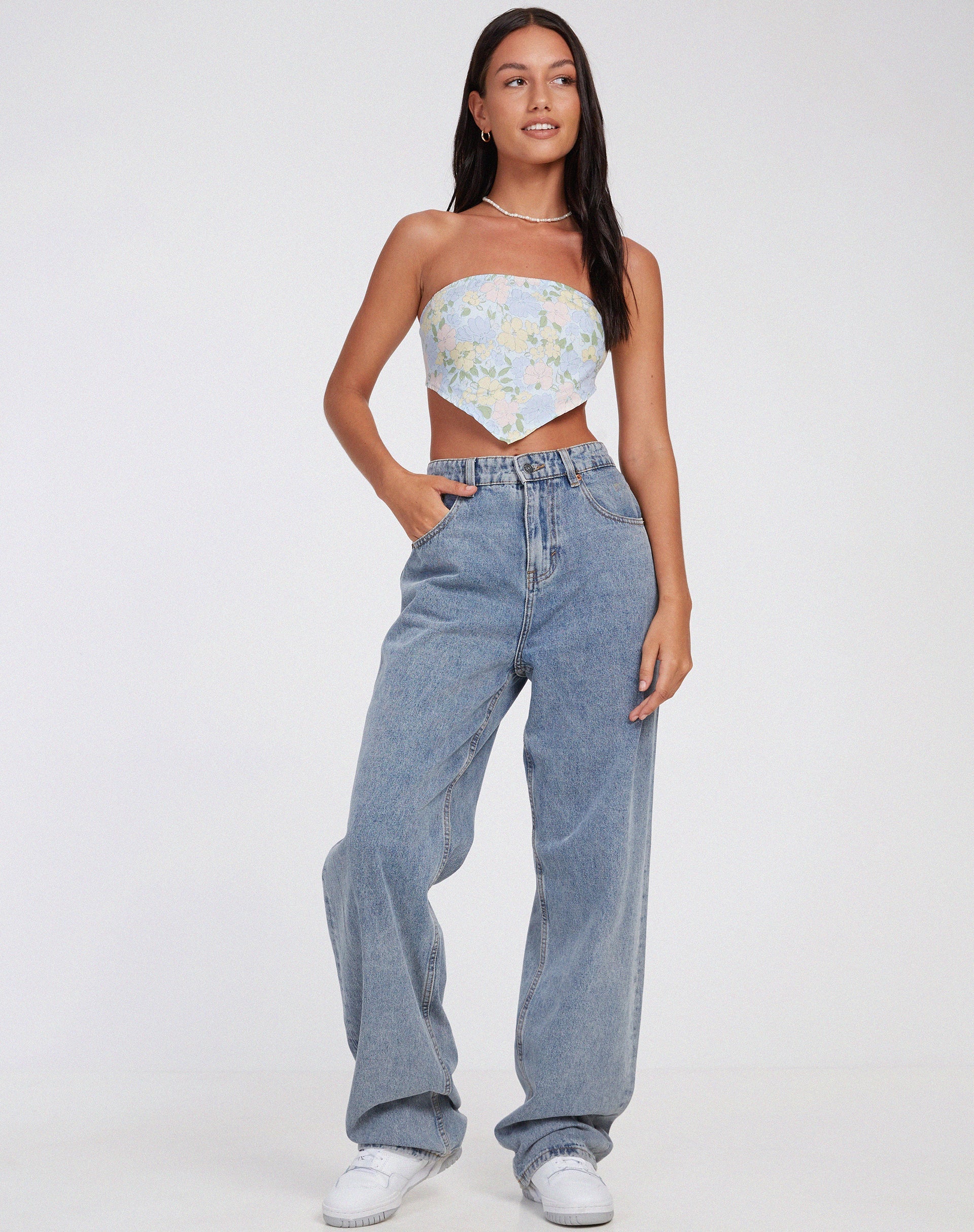 Afbeelding van Nolda Crop Top in Washed Out Pastel Floral