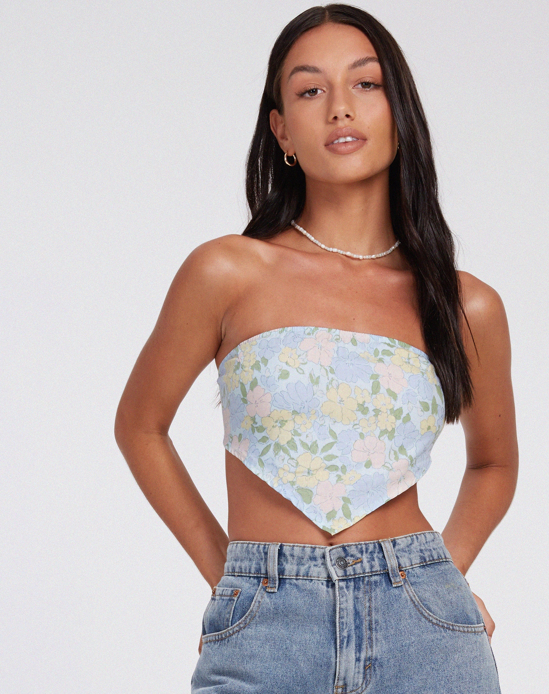 Afbeelding van Nolda Crop Top in Washed Out Pastel Floral