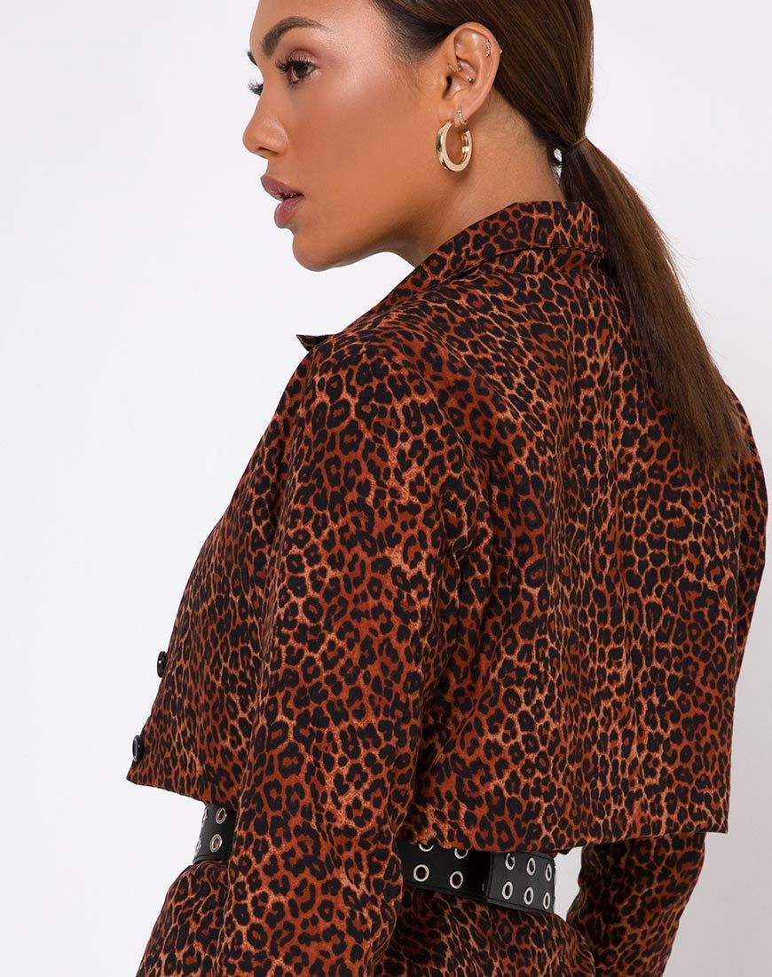 Noly Cropped Blazer in Ditsy Luipaard Oranje