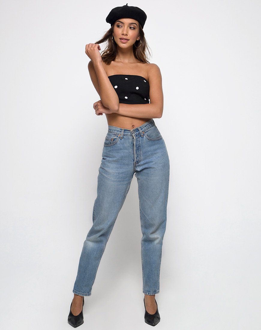 Afbeelding van Nolia Tube Top in zwart-wit Polkadot