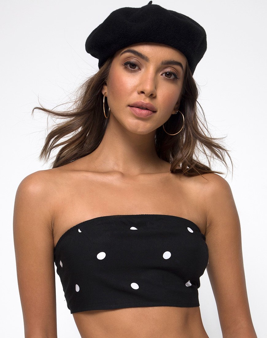 Nolia Tube Top in zwart-wit polkadot