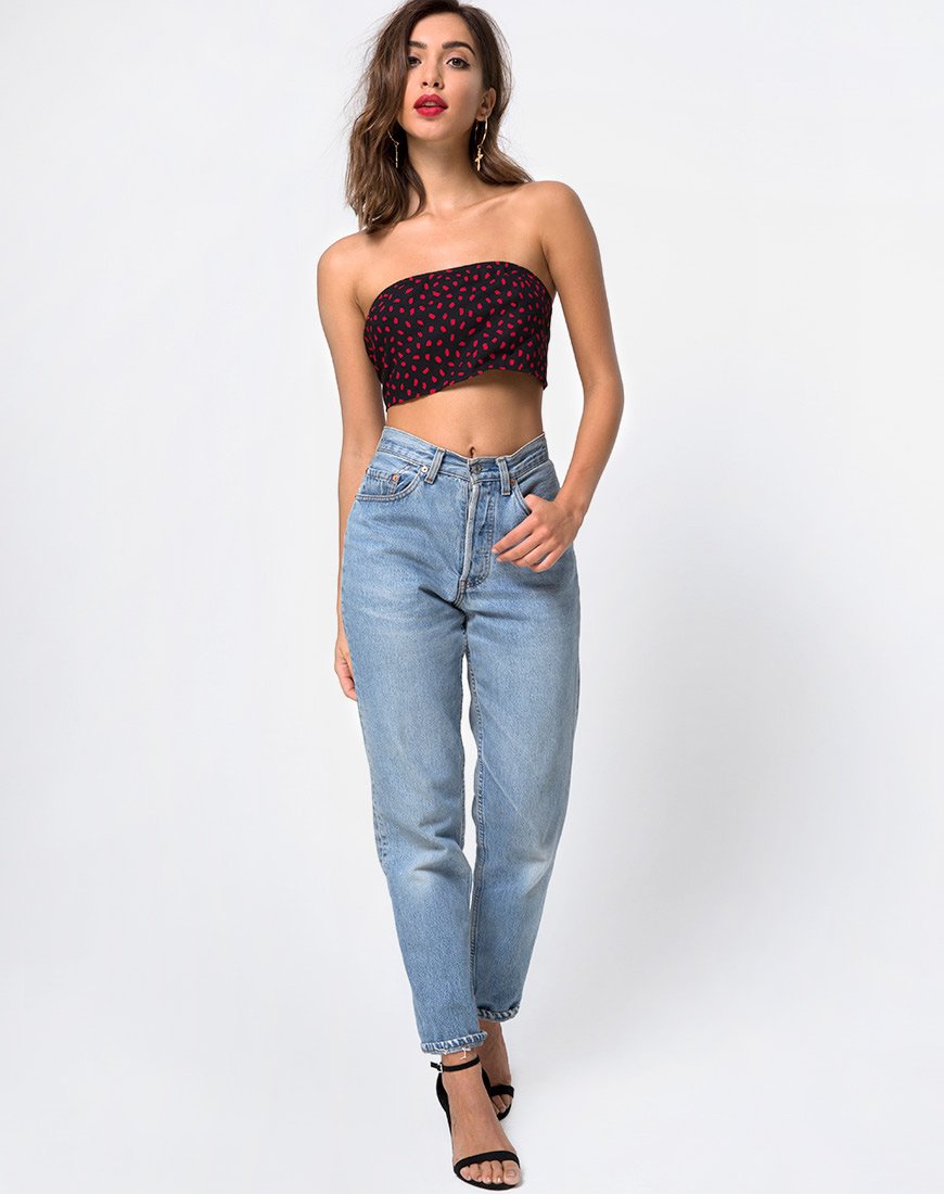 Afbeelding van Nolia Tube Top in Mini Diana Dot Zwart en Rood