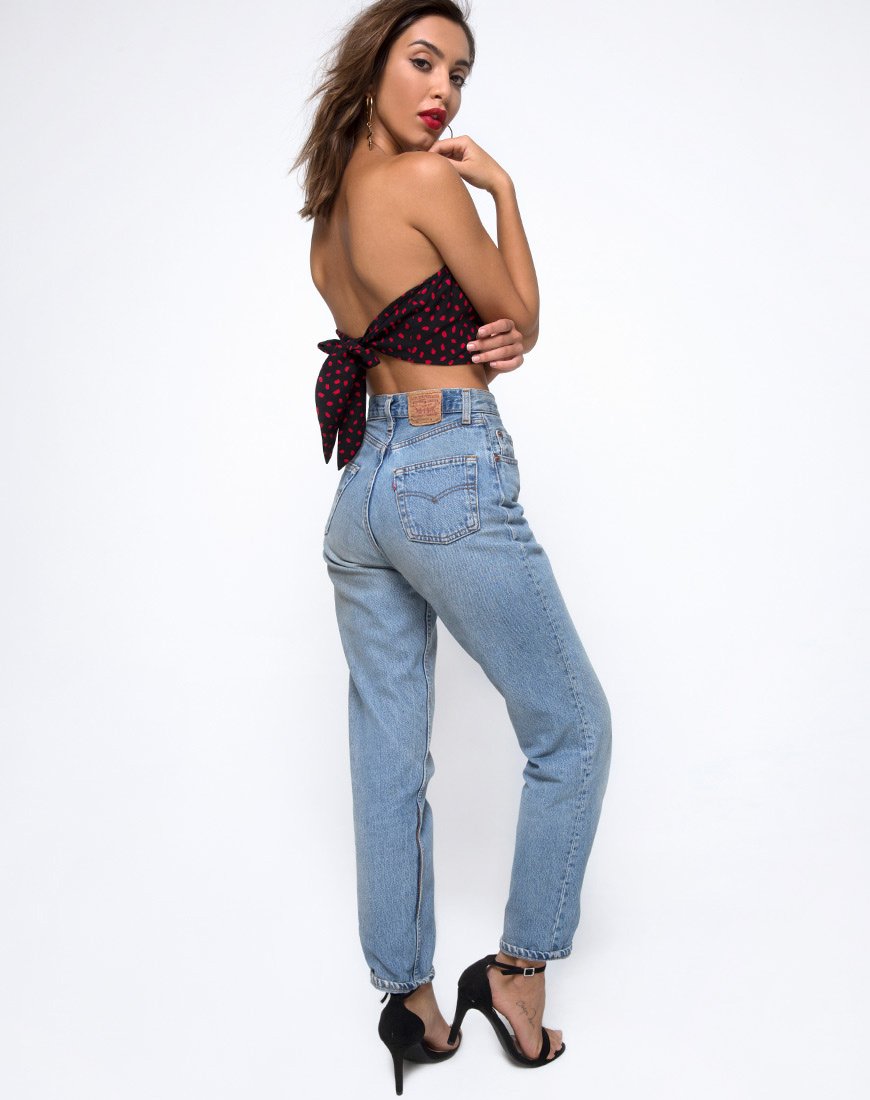 Afbeelding van Nolia Tube Top in Mini Diana Dot Zwart en Rood