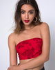 Afbeelding van Nolia Tube Top in ton-sur-ton gebloemd rood