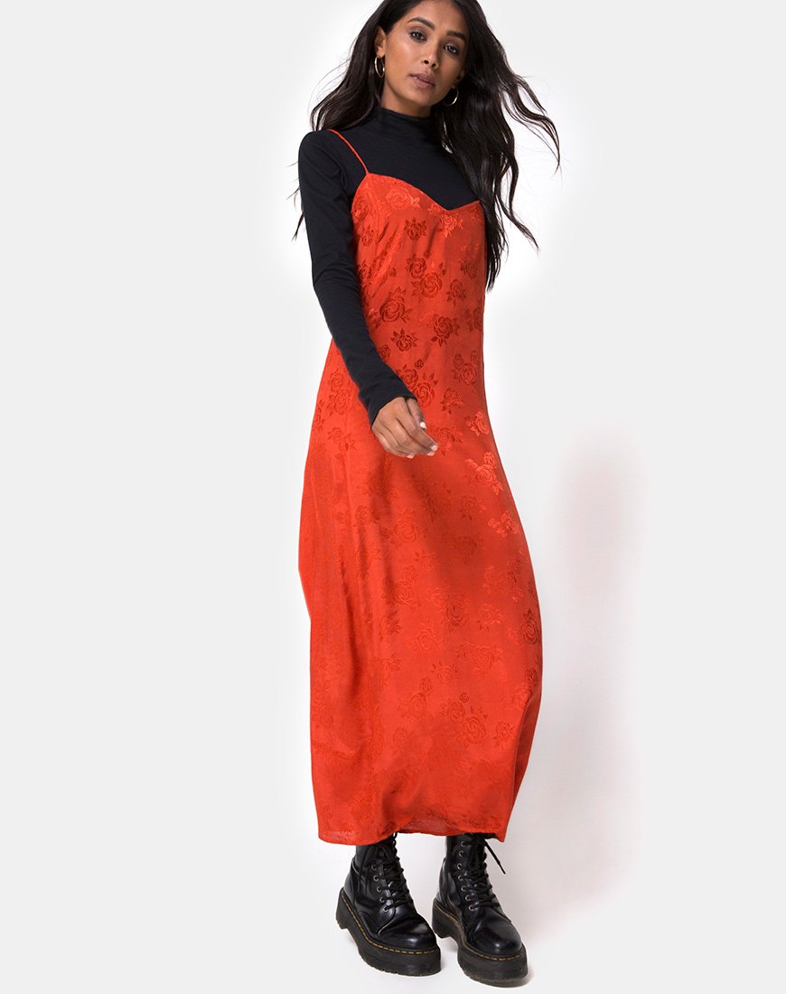 Afbeelding van Nolity Midi jurk in satijn Rust Rose