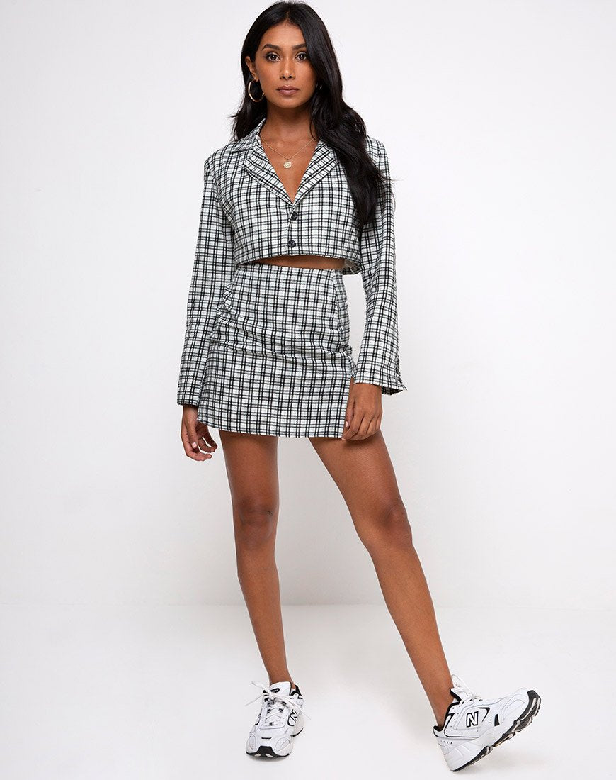 Afbeelding van Noly Cropped Blazer in Brandy Check Foam