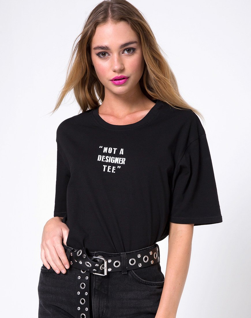 Oversized Basic T-shirt in Not a Designer Zwart