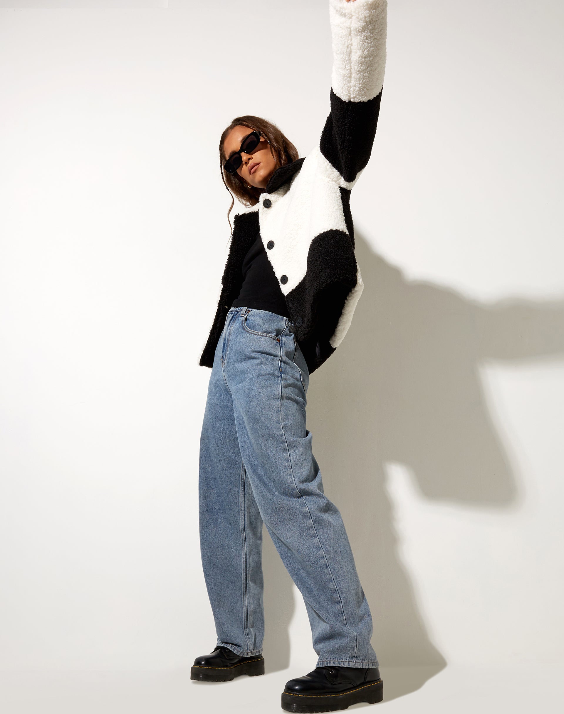Afbeelding van Nuna Jacket in Borg Panelled Black and White