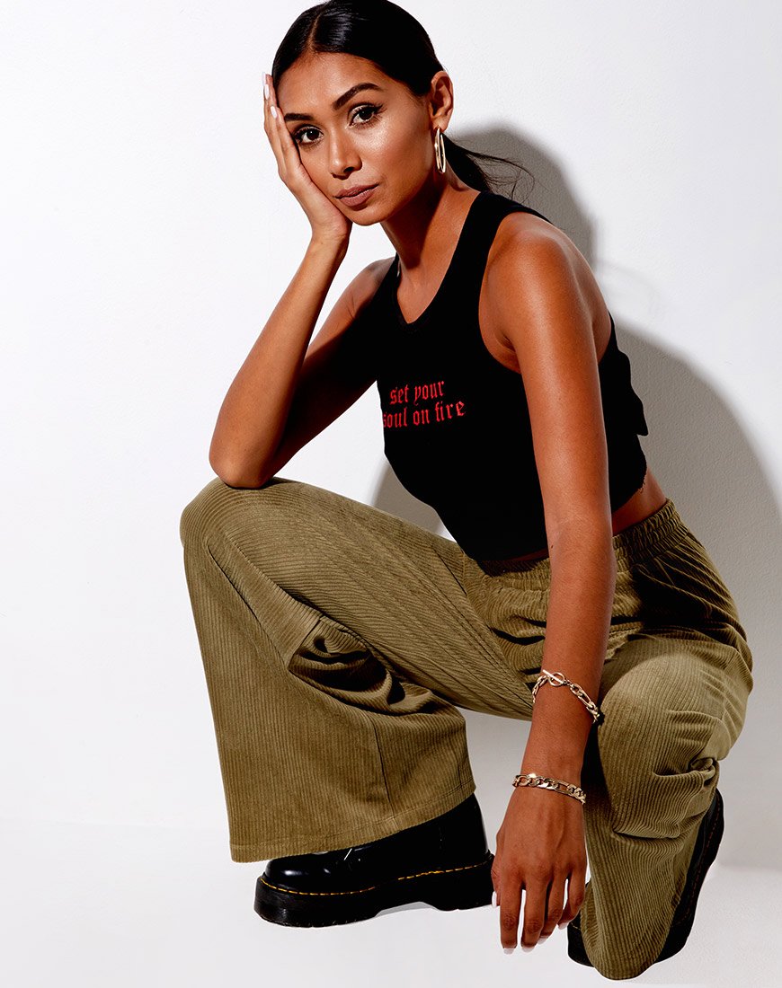 Afbeelding van Obeli broek in fluwelen rib Khaki