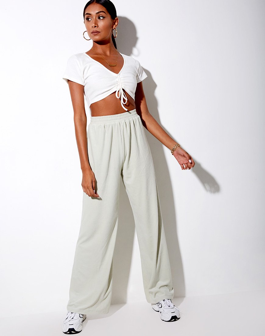 Obeli broek in fluweel rib Minty