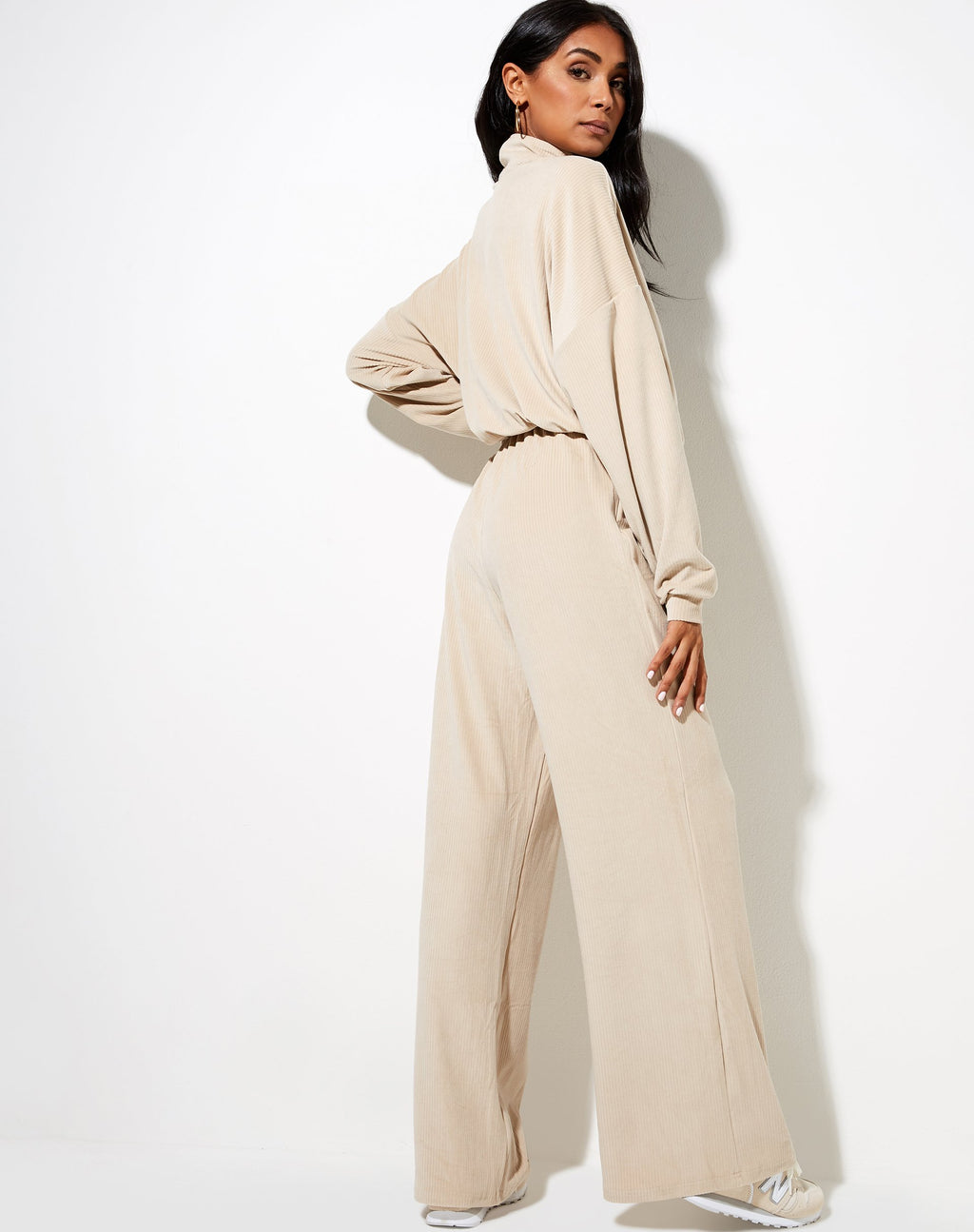 Obeli broek in neutraal beige 'Saint' borduursel