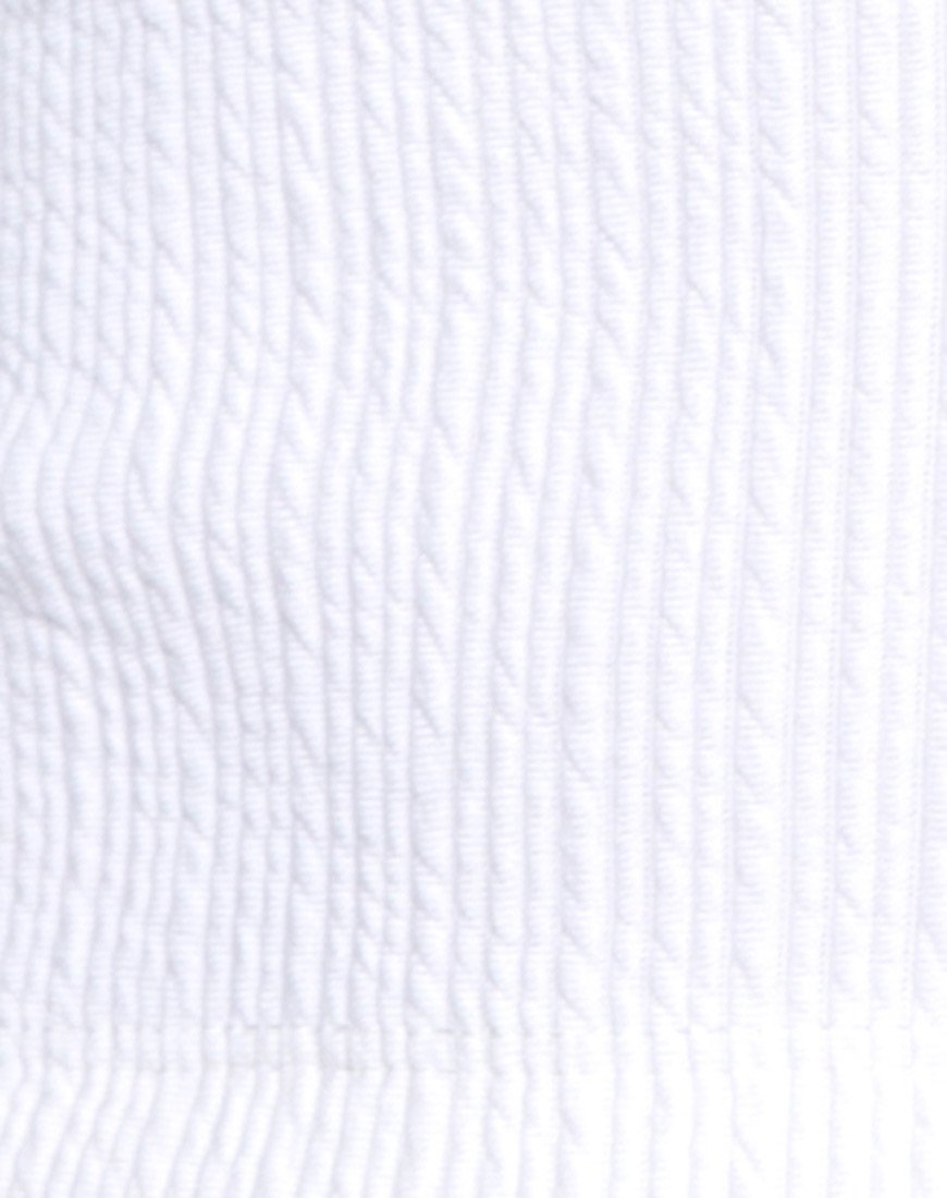 Afbeelding van Okie Off The Shoulder Crop Top in Multi Rib Ivory