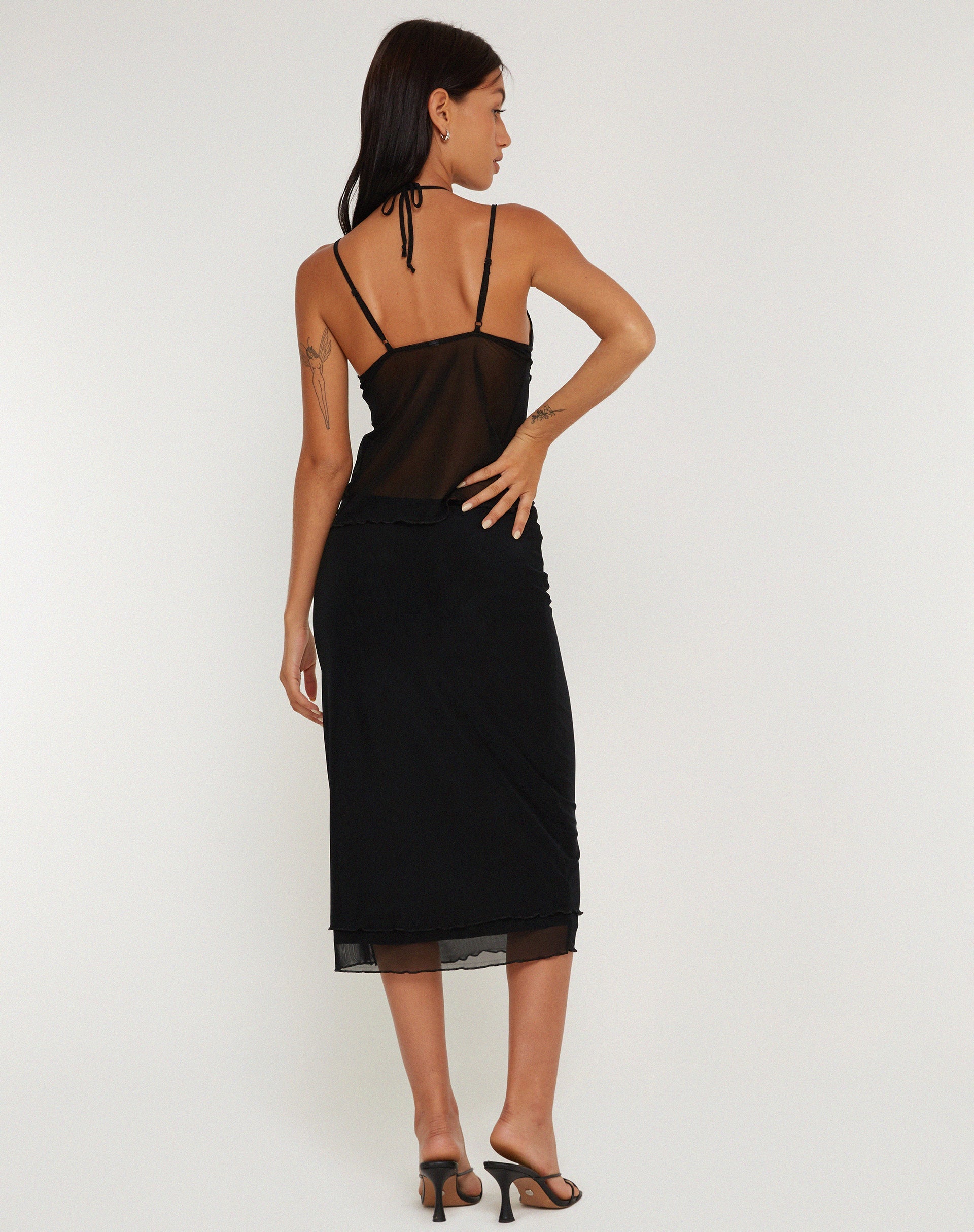 Afbeelding van Olgira Mesh Halterneck Vest Top in Zwart
