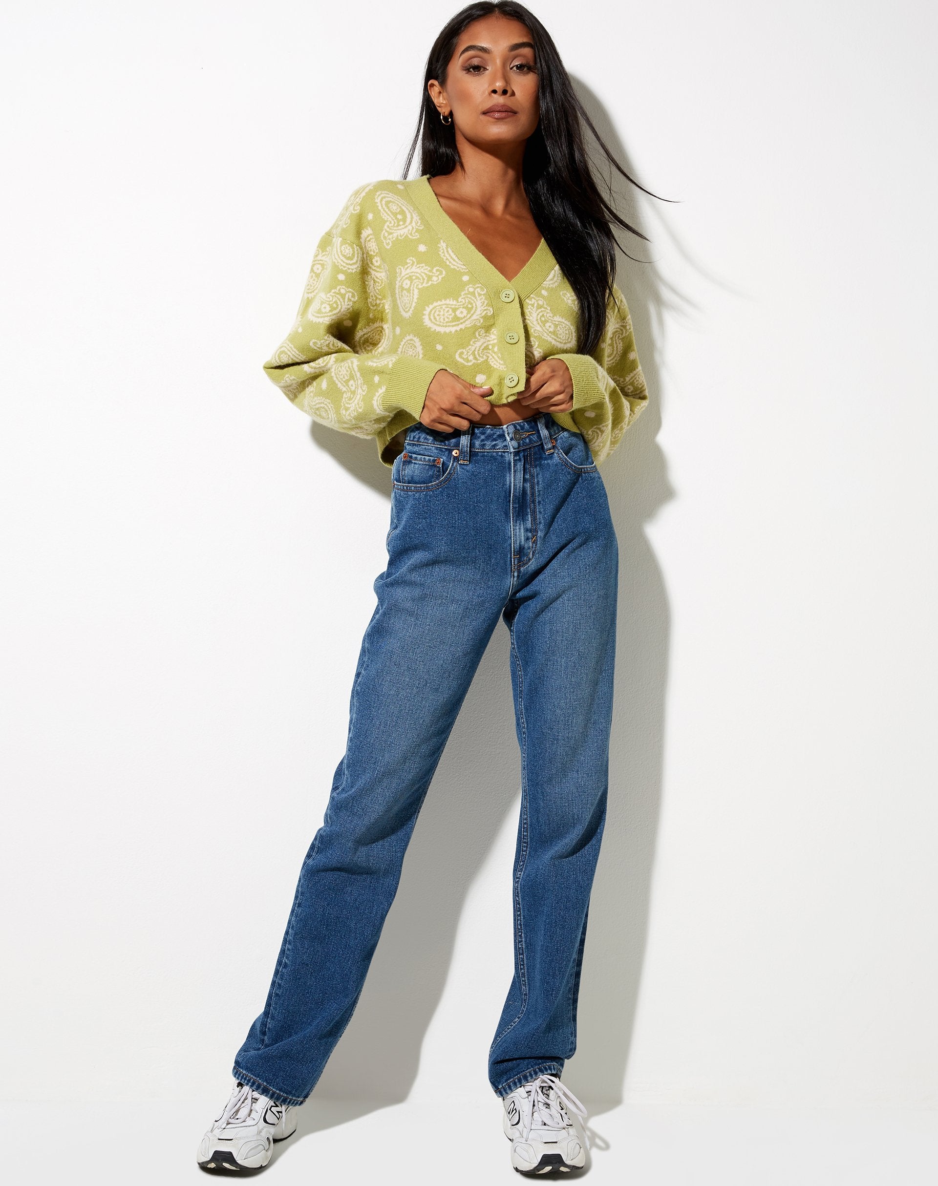 Afbeelding van Olina Cropped Cardi in gebreide Perzische nacht Sage