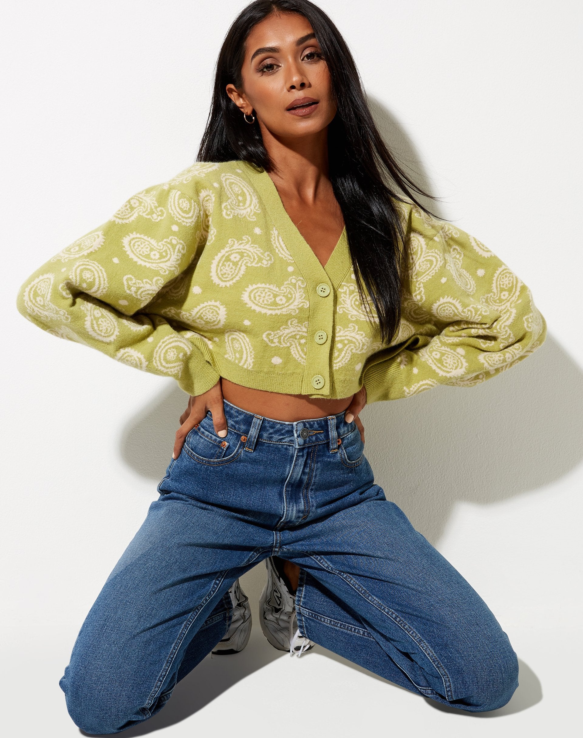 Afbeelding van Olina Cropped Cardi in gebreide Perzische nacht Sage