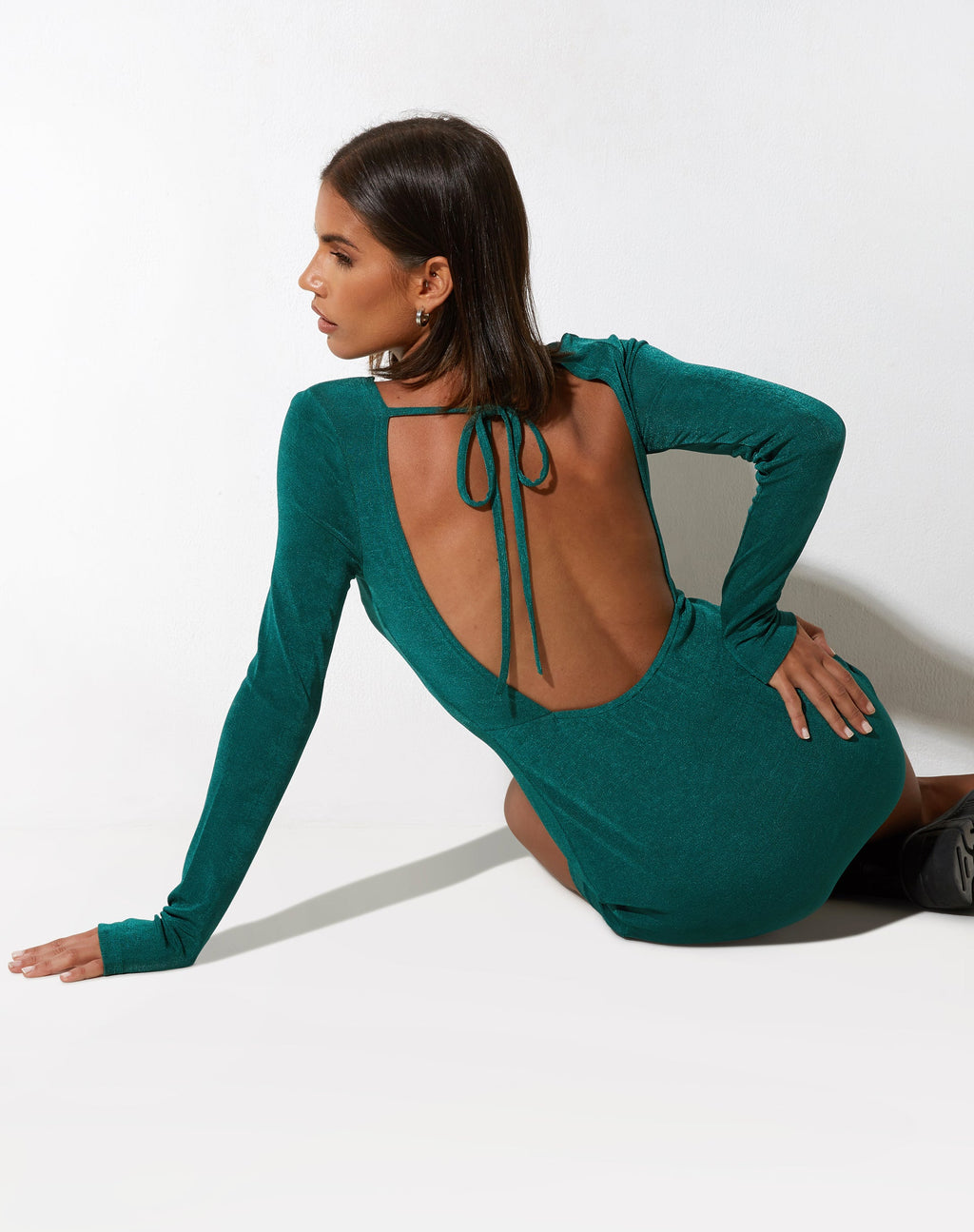 Onsa Mini Jurk in Crepe Bosgroen
