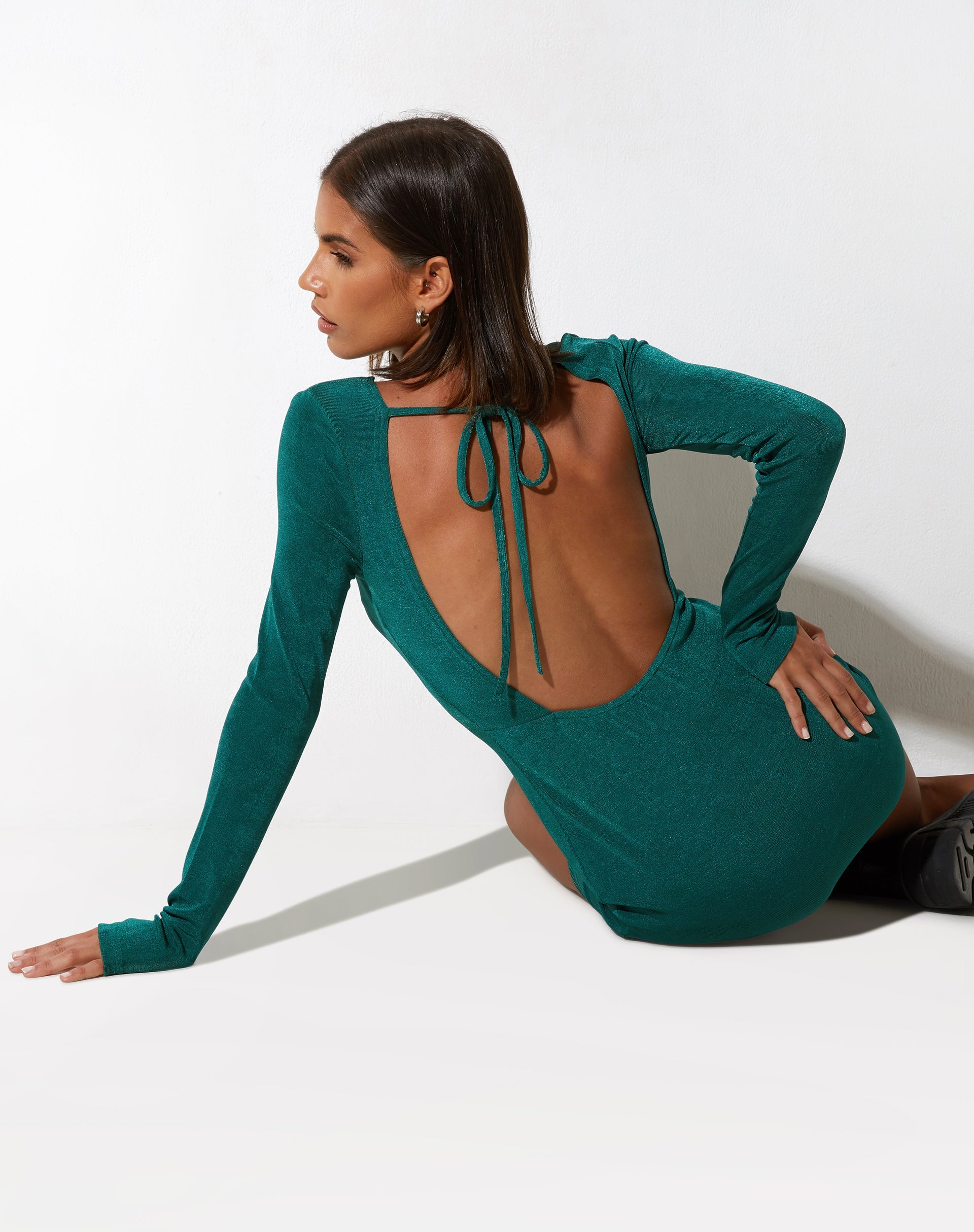 Afbeelding van Onsa Mini Dress in Crepe Forest Green