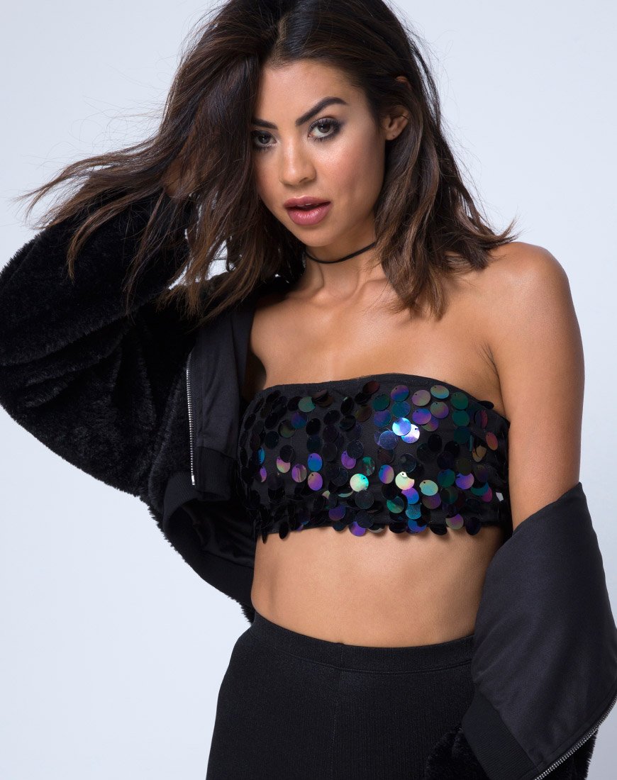 Tube Top in Opaal Disc Pailletten