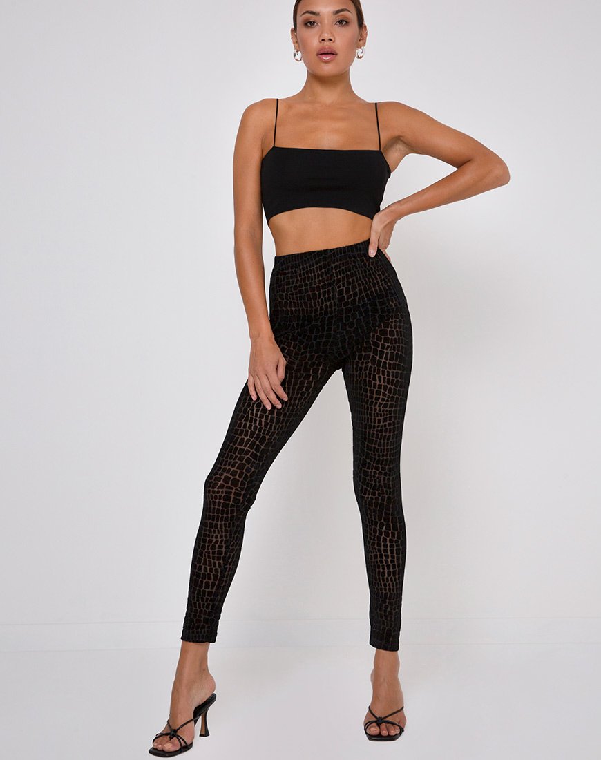 Afbeelding van Oria Legging in Croc Flock Zwart