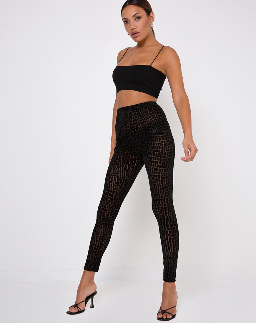Afbeelding van Oria Legging in Croc Flock Zwart