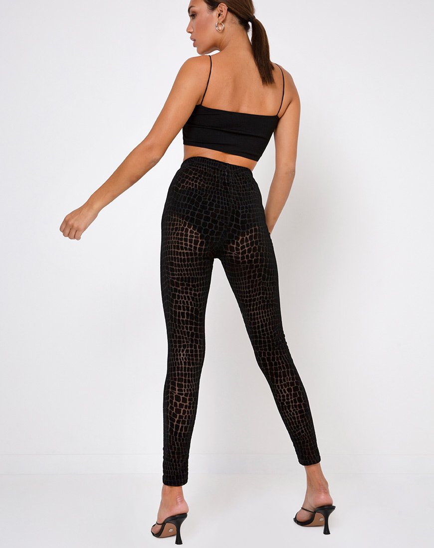 Afbeelding van Oria Legging in Croc Flock Zwart