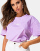 Afbeelding van Oversize Basic T-shirt in Lila met Engelenborduursel