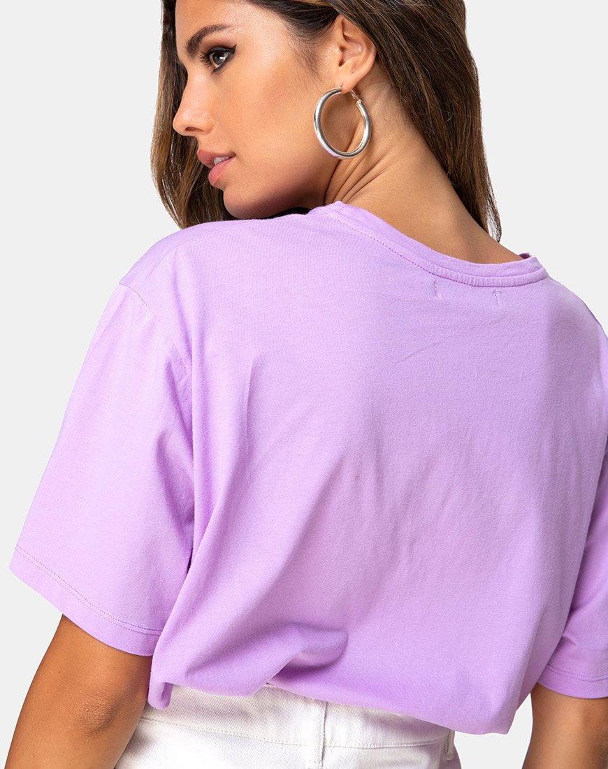 Afbeelding van Oversize Basic T-shirt in Lila met Engelenborduursel