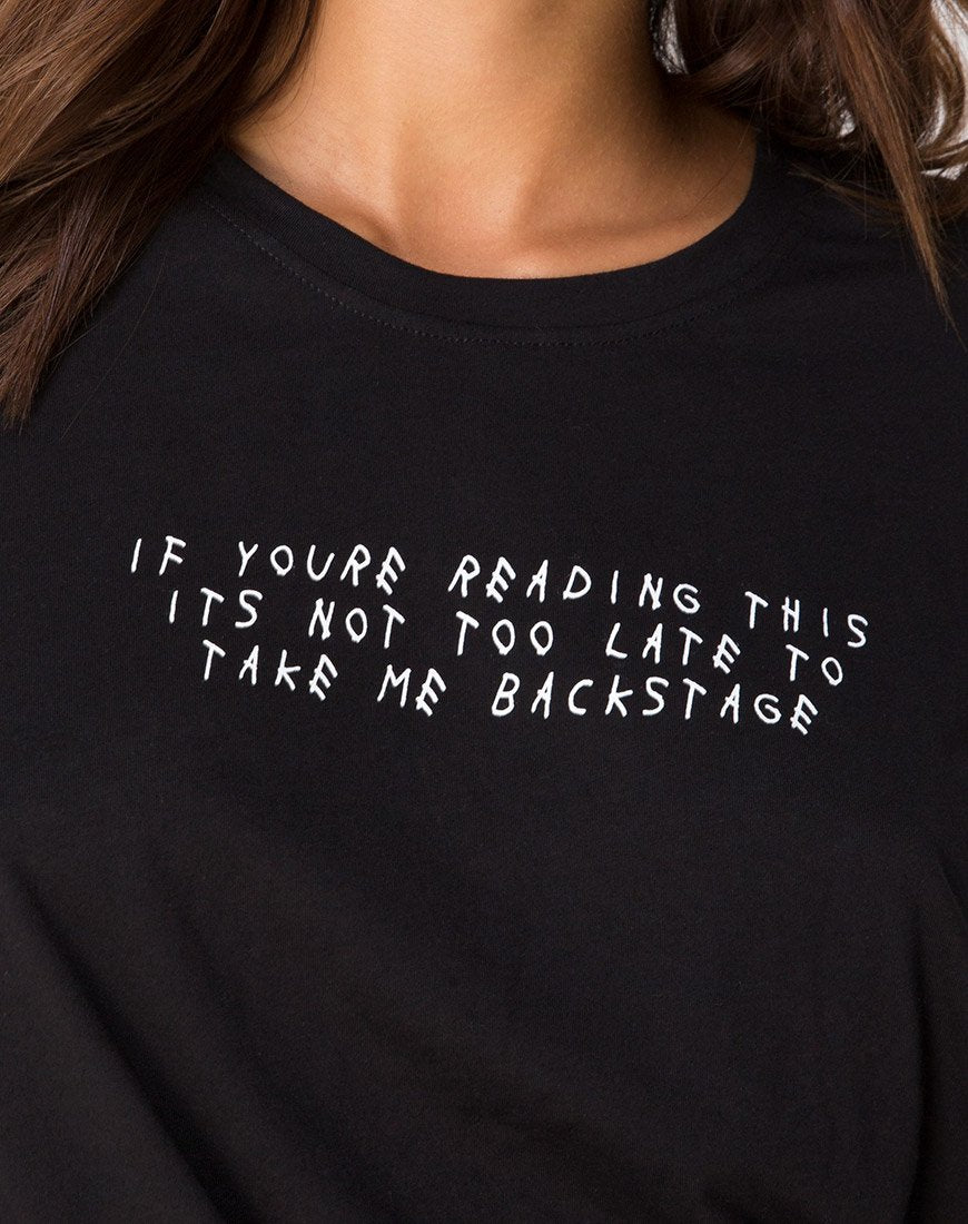 Afbeelding van Oversize Zwart T-shirt in Zwart op Tour personeel van Motel