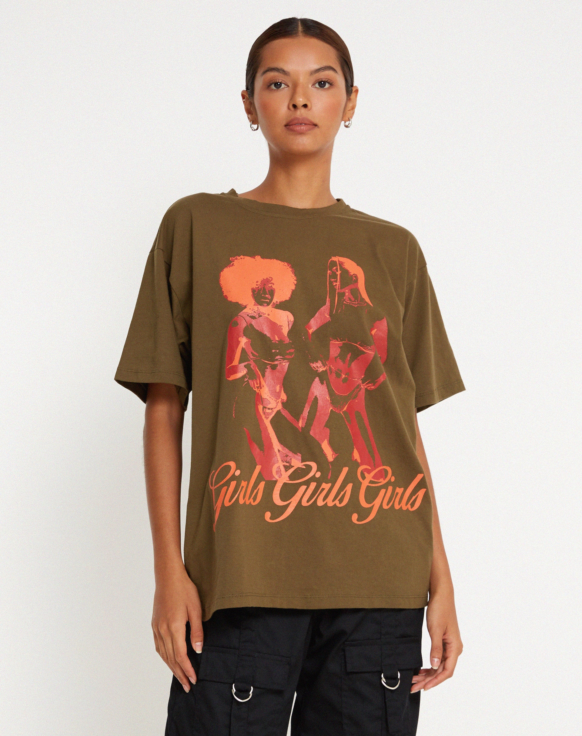 Afbeelding van Oversize Basic Tee in Khaki Meisjes Meisjes Meisjes
