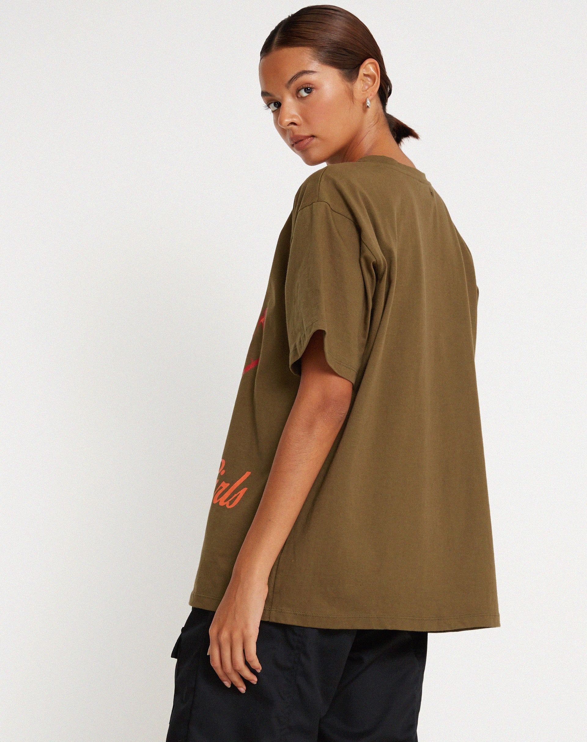 Afbeelding van Oversize Basic Tee in Khaki Meisjes Meisjes Meisjes
