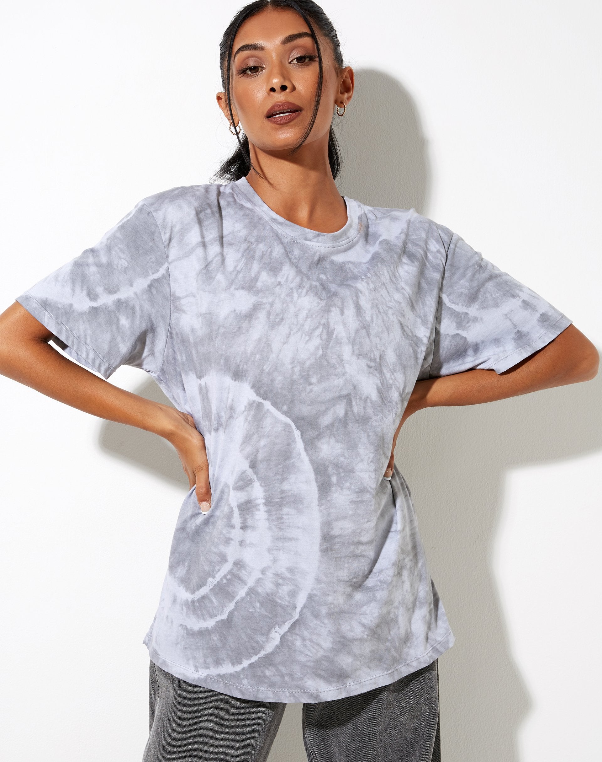 Afbeelding van Oversize Basic T-shirt in Lunar Rock Radial Tie Dye