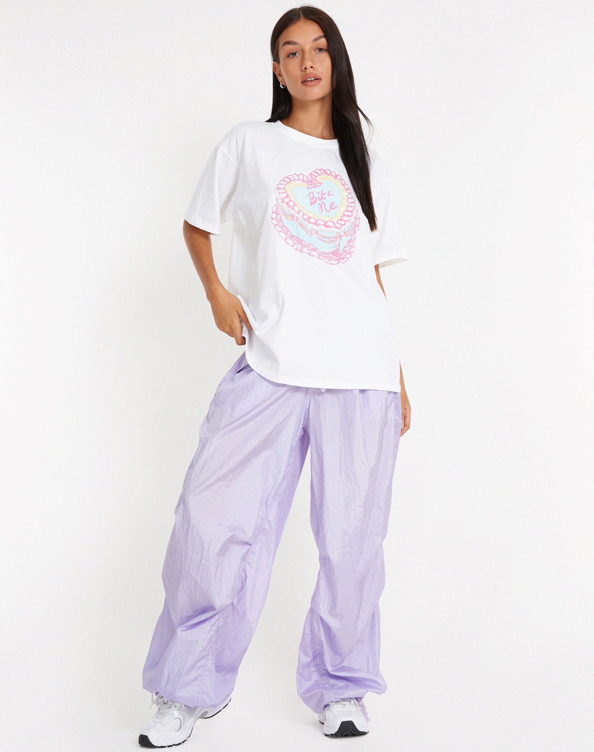 Afbeelding van Oversized T-shirt in Wit Bite Me