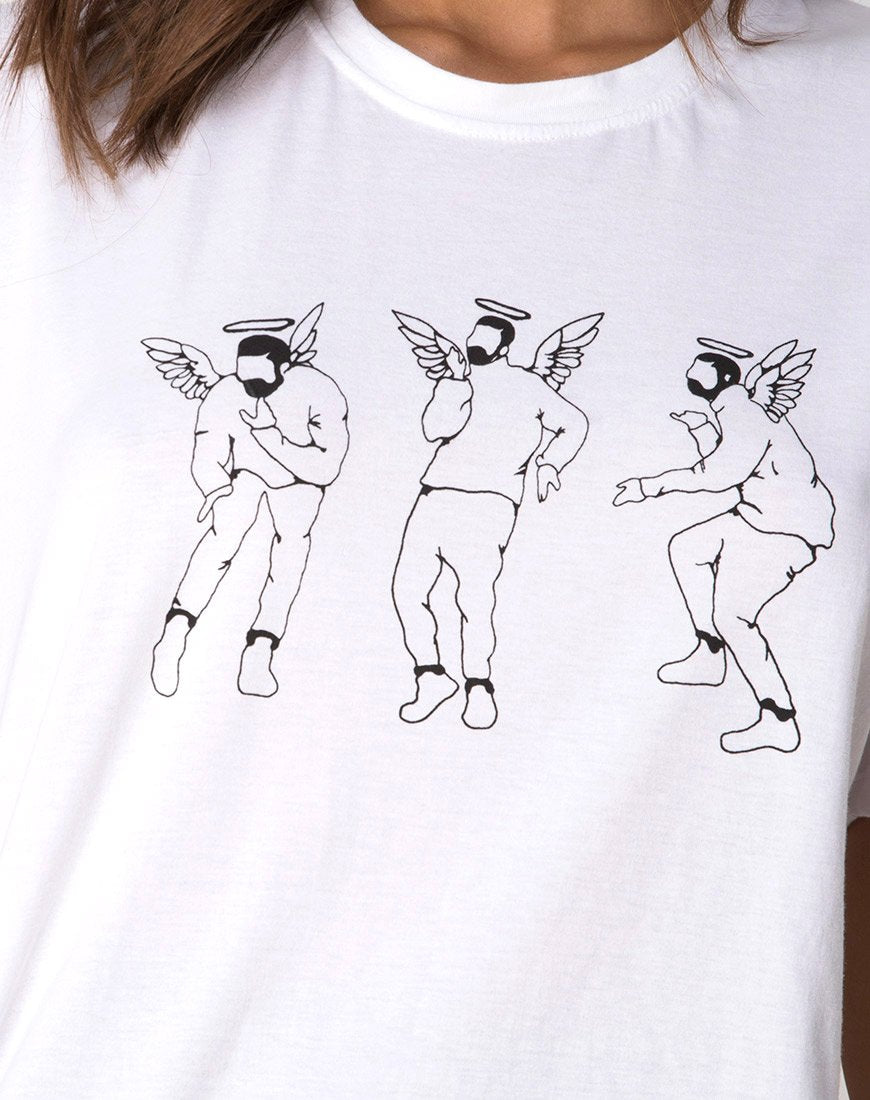 Afbeelding van Oversize Basic T-shirt in Wit met Dansende Drake