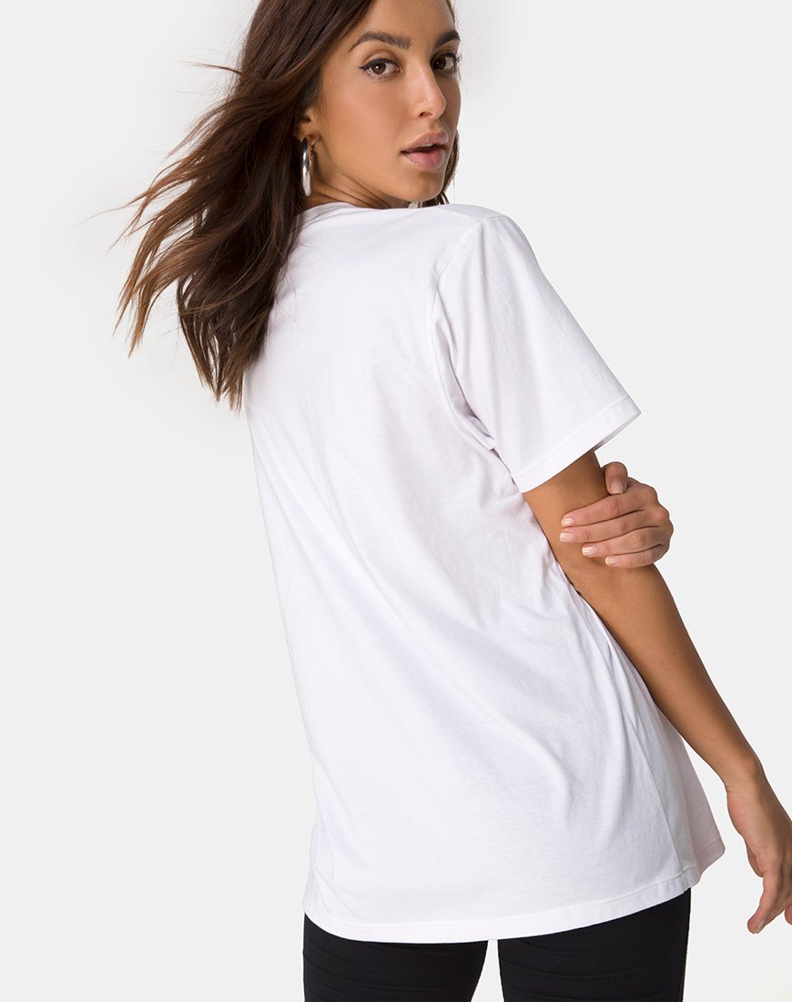 Oversized Basic T-shirt in Wit met Dancing Drake