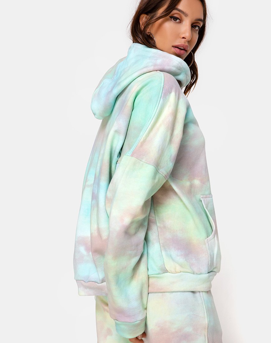 Oversized Hoodie in Pastel Tie Dye